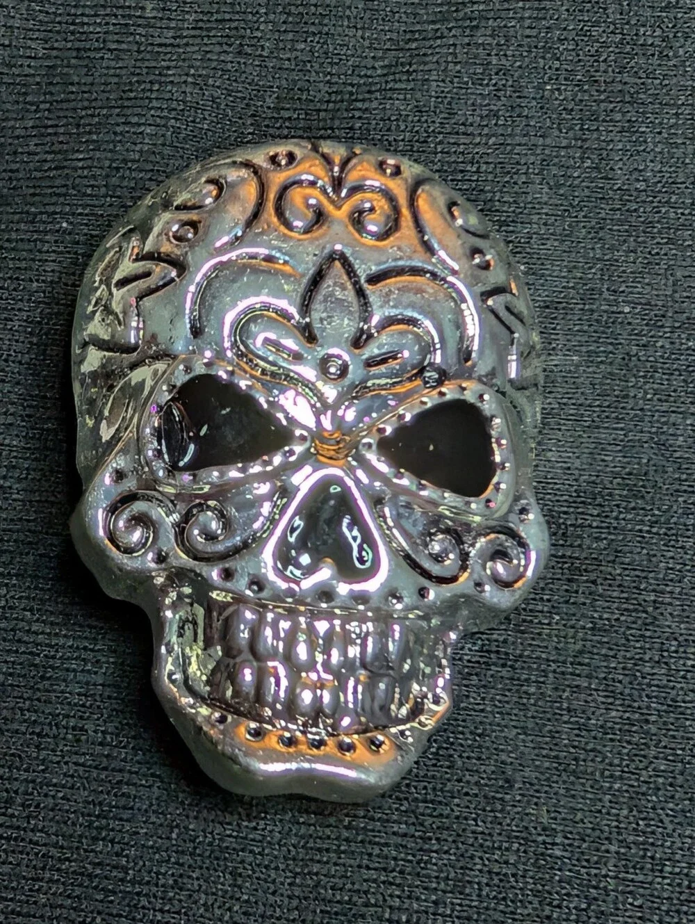 Silver Decorative Sugar Skull Accent